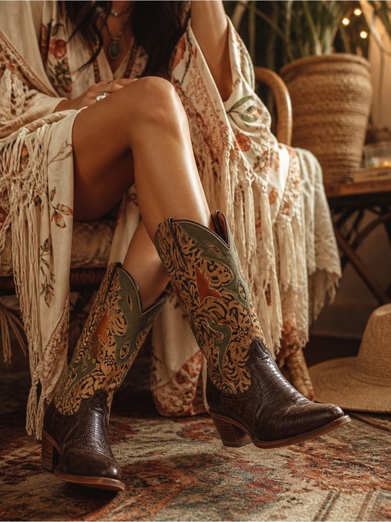 Frye Shoes - Frye Lilly Lizard/Tooled leather/Boho Western Boots